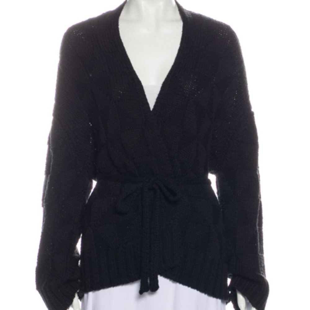 Dries Van Noten black geometric cardigan / large